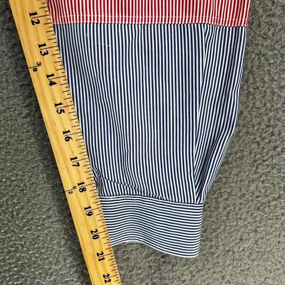 Vintage Tommy‎ Hilfiger Striped Color Block Button Up Collared Shirt Men's Large